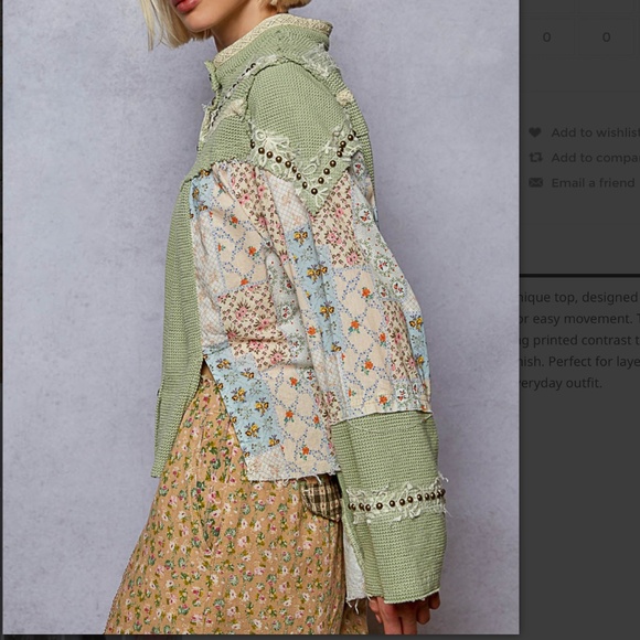 POL “ Priscilla “ POL Blended Thermal and Fabric Paneled Top with Stud Detail 84 - Picture 5 of 6